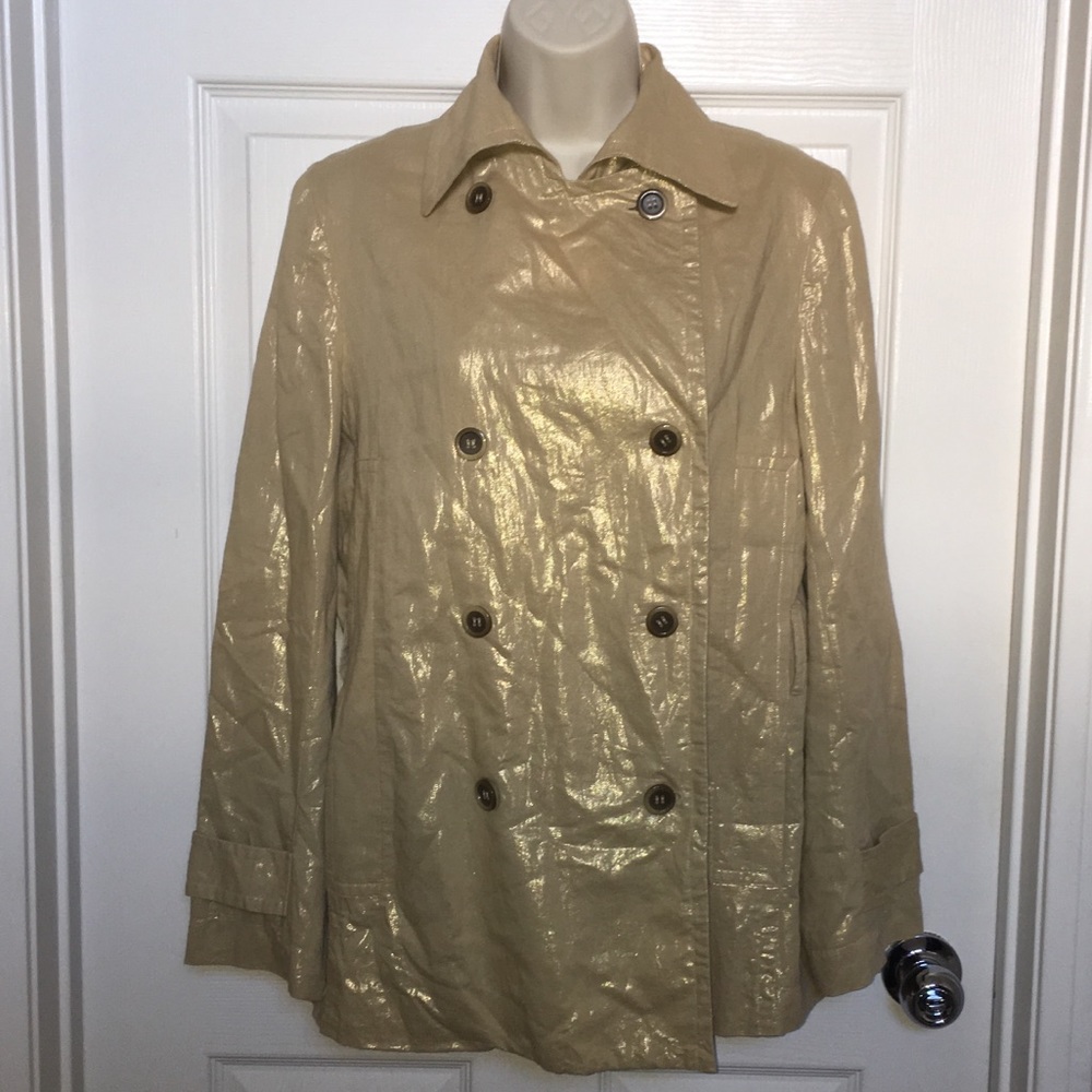 ANNE KLEIN LINEN LIGHTWEIGHT GOLD COAT